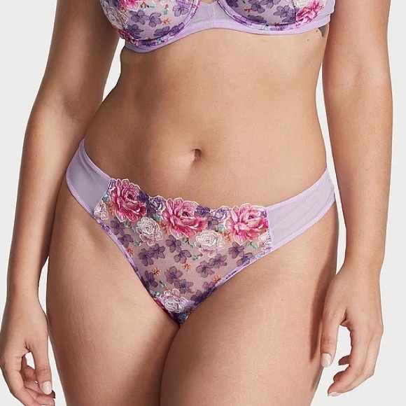 Victoria's Secret Dream Angels Floral Embroidery Thong Panty Electric Blooms XS - Picture 2 of 7
